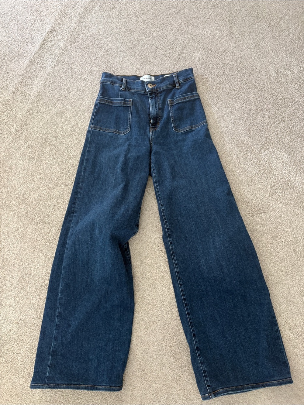 High-Rise Wide Leg Women's Jeans - Dark Blue